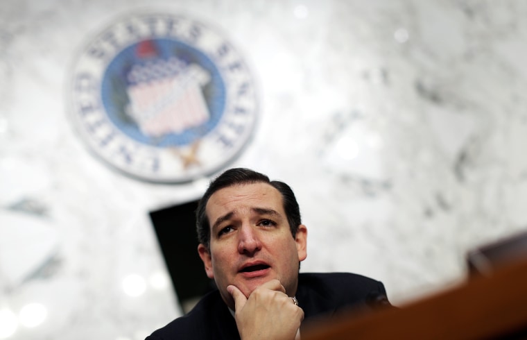 Sen. Ted Cruz speaks during a Senate Judiciary Committee hearing on \"Stand Your Ground\" laws October 29, 2013 in Washington, DC.