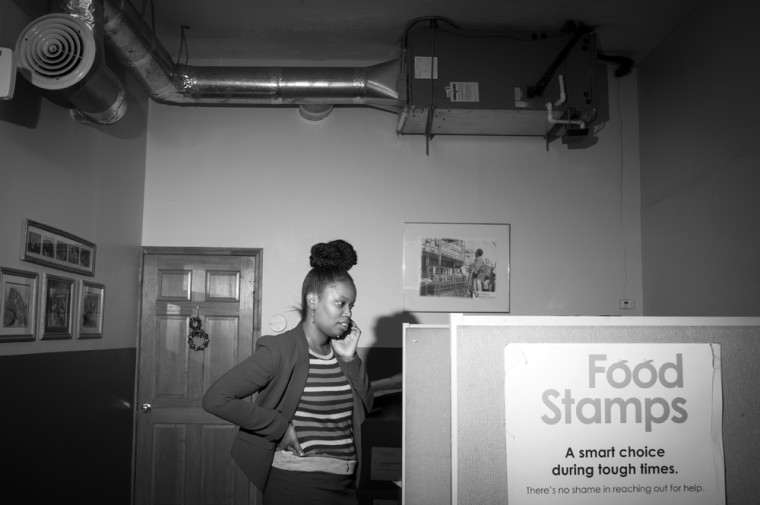 Program Director Tamara Dawson is on her feet all day, arriving at the office before the pantry opens to the public in the morning and staying well past closing.