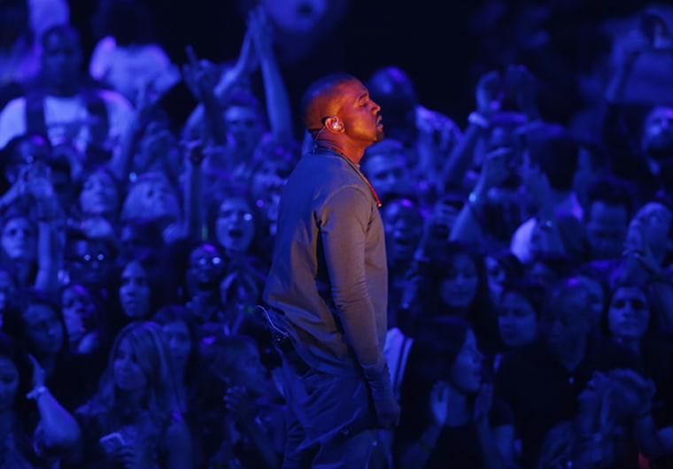 Kanye West performs \"Blood on the Leaves\" during the 2013 MTV Video Music Awards in New York