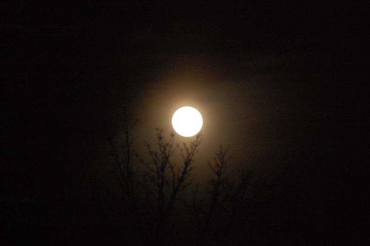 Super Moon on a foggy night in Milwaukee, WI
