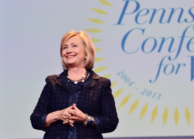 Former Secretary of State Hillary Rodham Clinton speaks on stage at the Pennsylvania Conference For Women 2013 at Philadelphia Convention Center on November 1, 2013 in Philadelphia, Pennsylvania.