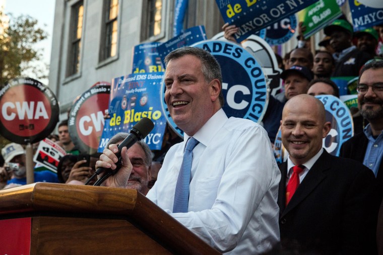 New York City Mayoral Frontrunner Bill De Blasio Campaign In Brooklyn