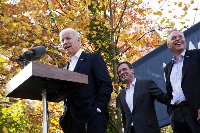 Vice President Joe Biden, left, speaks at a campaign event for Virginia Democratic gubernatorial candidate Terry McAuliffe.