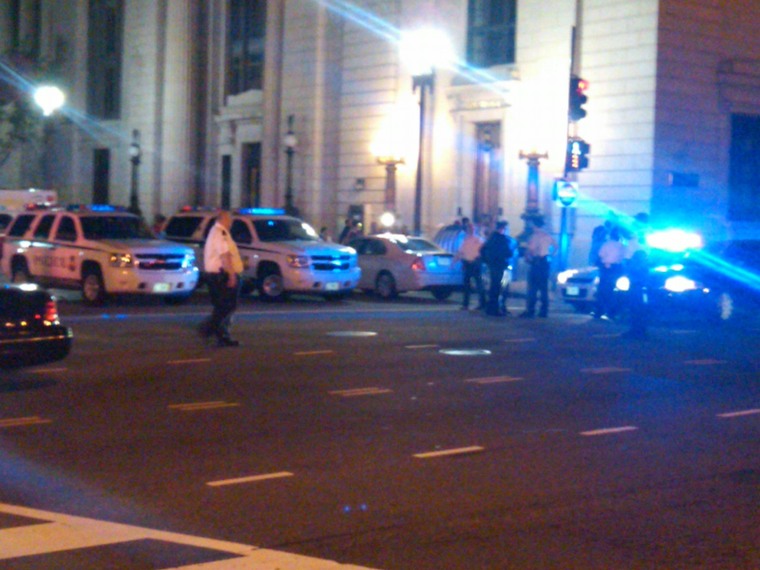 Rachel tweets in explanation, \"Streets in immediate vicinity of WH blocked off now.\"
