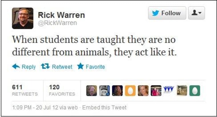 Rick Warren ponders students, animals