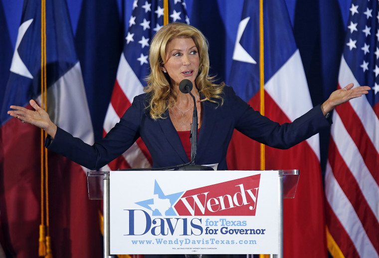 Texas State Sen. Wendy David at the W.G. Thomas Coliseum in Haltom City, TX, October 3, 2013.