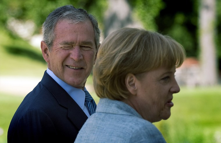 President George W. Bush at the guesthouse of the Federal Republic, the Meseberg Palace, in Meseberg, Germany, June 11, 2008.