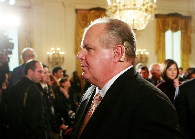 Talk show host Rush Limbaugh attends a Medal of Freedom ceremony at the White House.