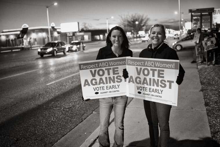 Opponents of the Pain-Capable Unborn Child Protection Act in Albuquerque.