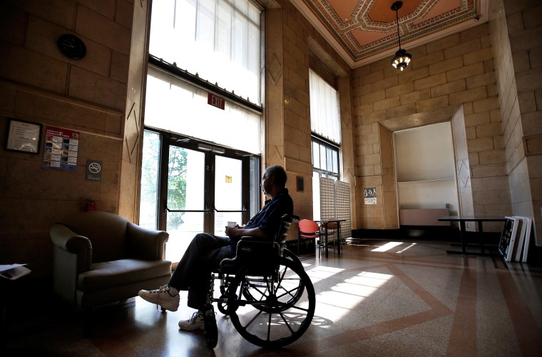 Woodrow \"Woody\" Barron, 69, from Plainfield New Jersey, sits at the Broadway House for Continuing care, a nursing facility for people living with HIV/AIDS in New Jersey on May 9, 2012.