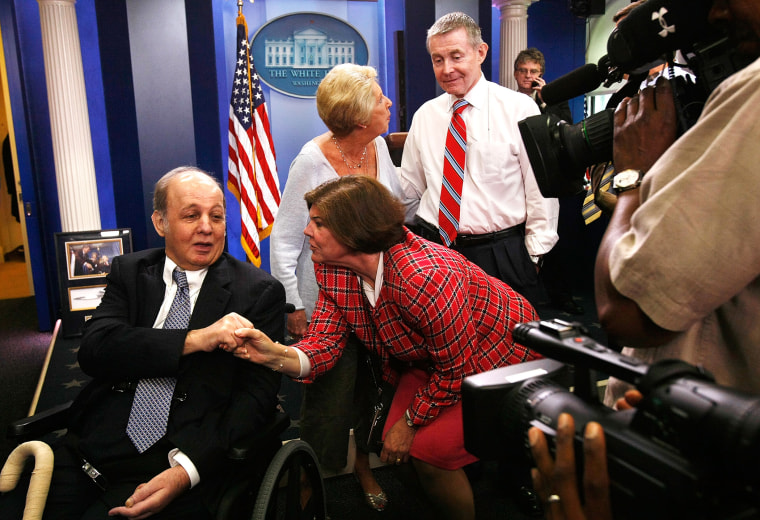 Former Press Secretary Brady Visits White House Briefing Room