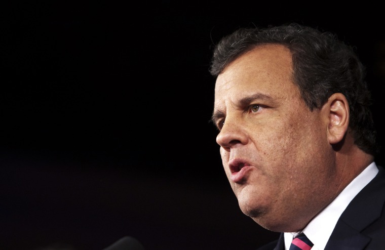 New Jersey Governor Chris Christie speaks at his election night event, Nov. 05, 2013.