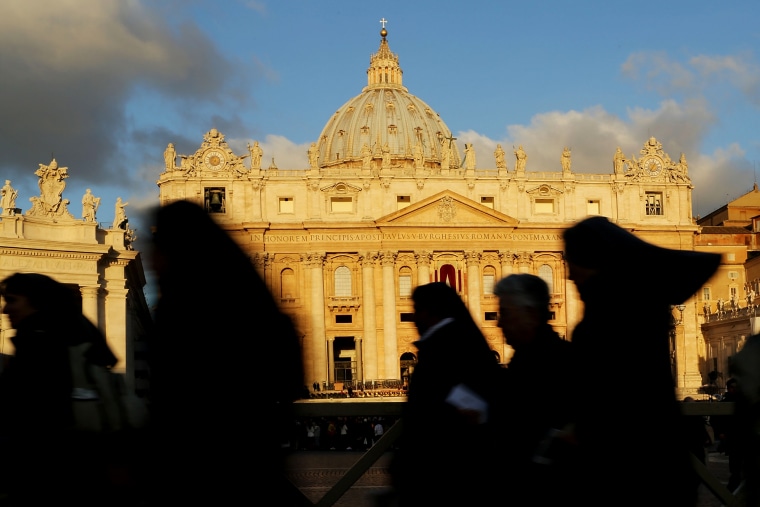 A group of nuns in St Peter's Square before the start of the Inauguration Mass for Pope Francis on March 19, 2013 in Vatican City, Vatican.