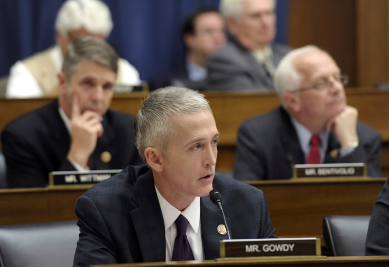 Rep. Trey Gowdy, R-S.C., during a joint hearing with the House Natural Resources Committee and the House Oversight and Government Reform Committee on Capitol Hill in Washington, Wednesday, Oct. 16, 2013.