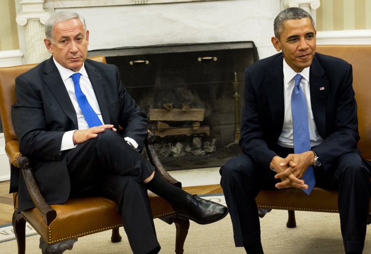 US President Barack Obama and Israeli Prime Minister Benjamin Netanyahu meet in the Oval Office of the White House, Sept. 30, 2013.