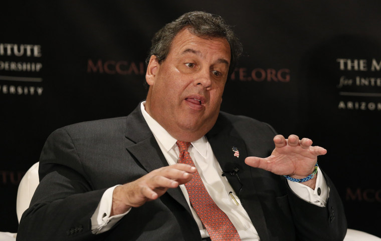 In this Nov. 22, 2013 file photo, New Jersey Gov. Chris Christie speaks at a McCain Institute forum event, in Phoenix.