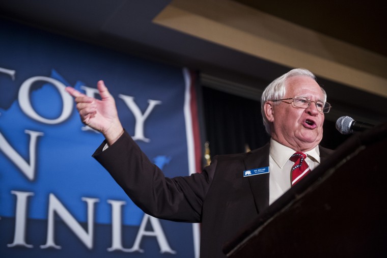 Pat Mullins, chairman of the Virginia Republican Party, speaks at an election night party in Richmond, Va. Nov. 6, 2013.