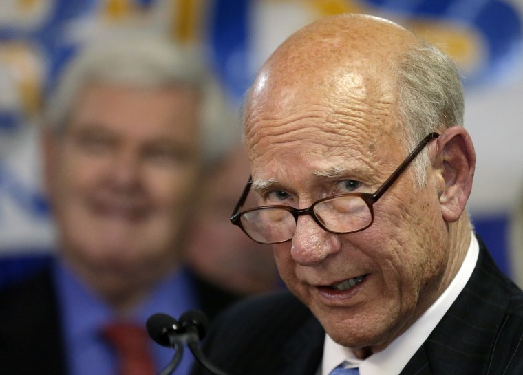 U.S. Sen. Pat Roberts speaks at an appearance for his Senate re-election campaign Friday, November 8, 2013, in Overland Park, Kansas.