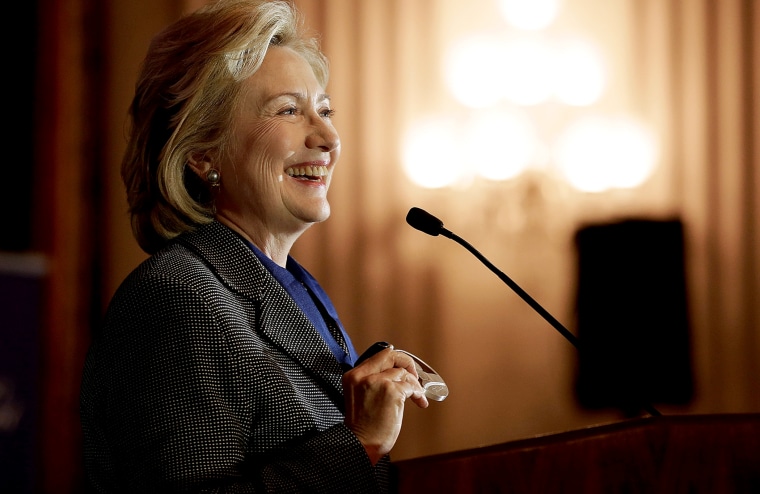 Former Secretary of State Hillary Clinton delivers remarks after receiving the Tom Lantos Human Rights Prize in Washington, D.C., Dec. 6, 2013.