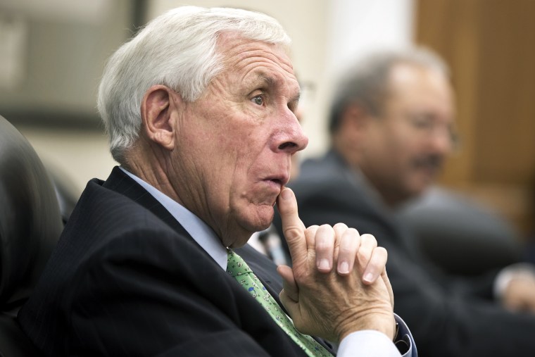 Rep. Frank Wolf, R-Va. listen to testimony on Capitol Hill in Washington, on April 12, 2013.