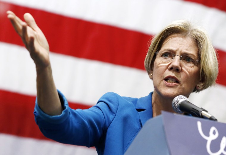Elizabeth Warren speaks during a campaign rally at the Reggie Lewis Center in Boston, Saturday, Nov. 3, 2012.