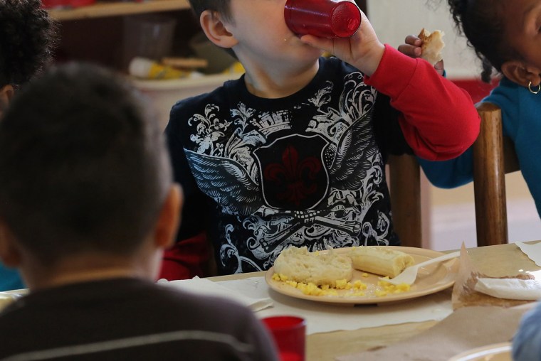Children eat breakfast at the federally-funded Head Start Program school on Sept. 20, 2012 in Woodbourne, N.Y.