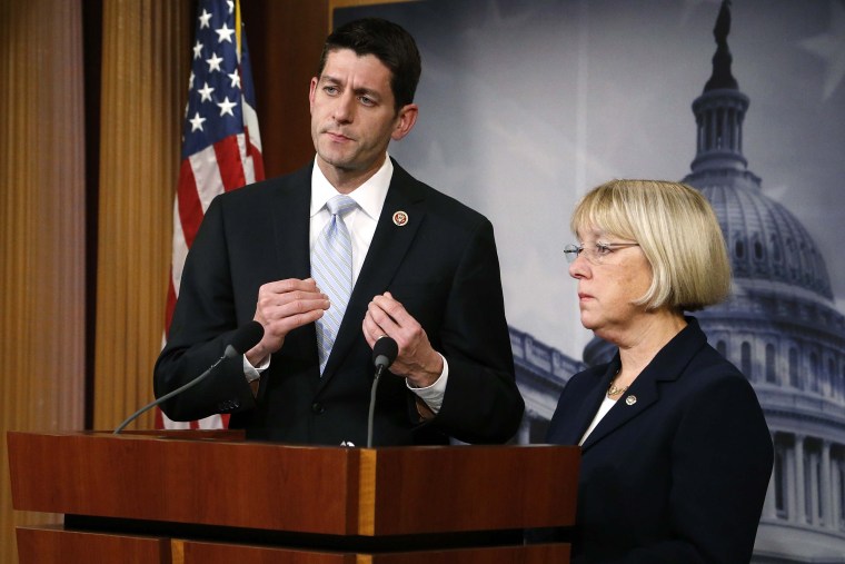 House Budget Committee chairman Representative Paul Ryan (R-WI) at a news conference to introduce The Bipartisan Budget Act of 2013 at the U.S. Capitol in Washington, December 10, 2013.