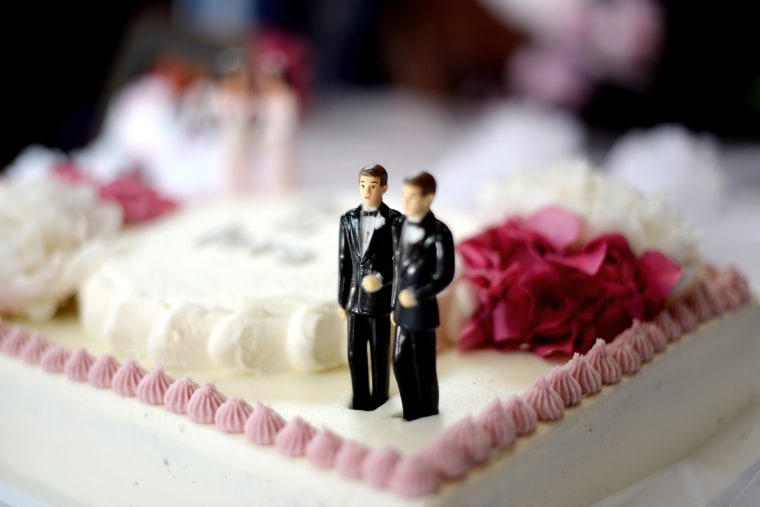 A wedding cake for same-sex couples.