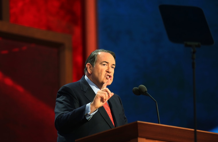 Former Arkansas Gov. Mike Huckabee speaks during the third day of the Republican National Convention at the Tampa Bay Times Forum, Aug. 29, 2012 in Tampa, Fla.