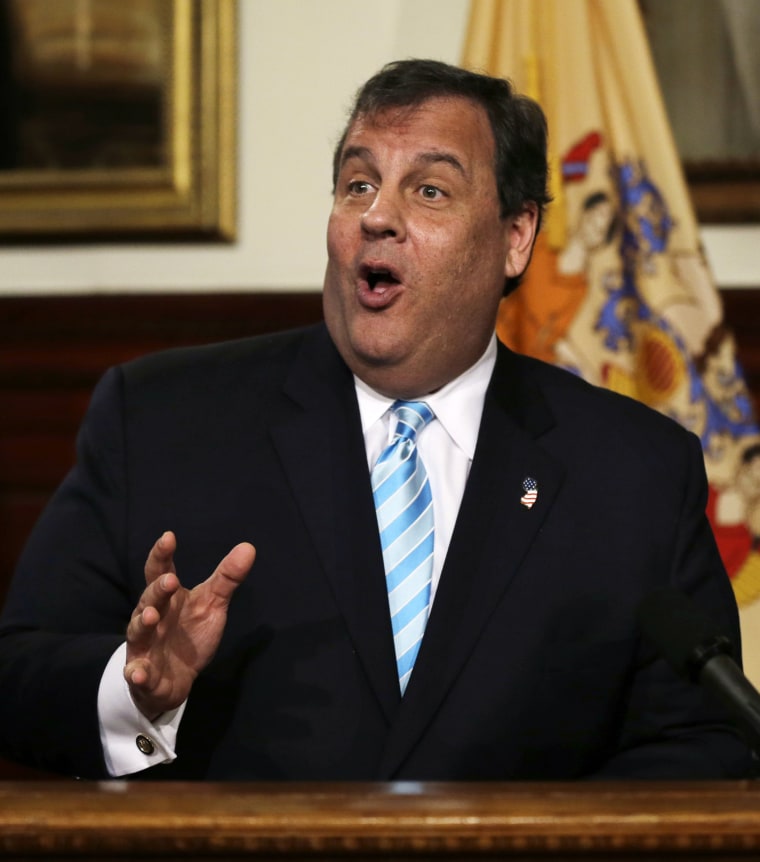 New Jersey Gov. Chris Christie at a new conference in Trenton, N.J., Thursday, December 19, 2013.