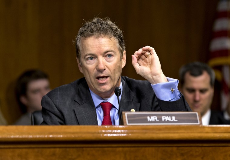 Sen. Rand Paul, R-Ky., speaks during a hearing on Capitol Hill in Washington, May 21, 2013.