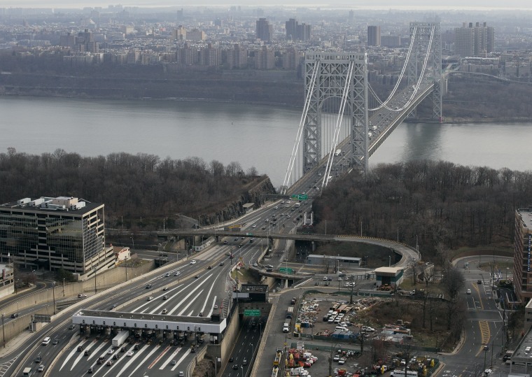 The George Washington Bridge viewed from the air, December 1, 2013.