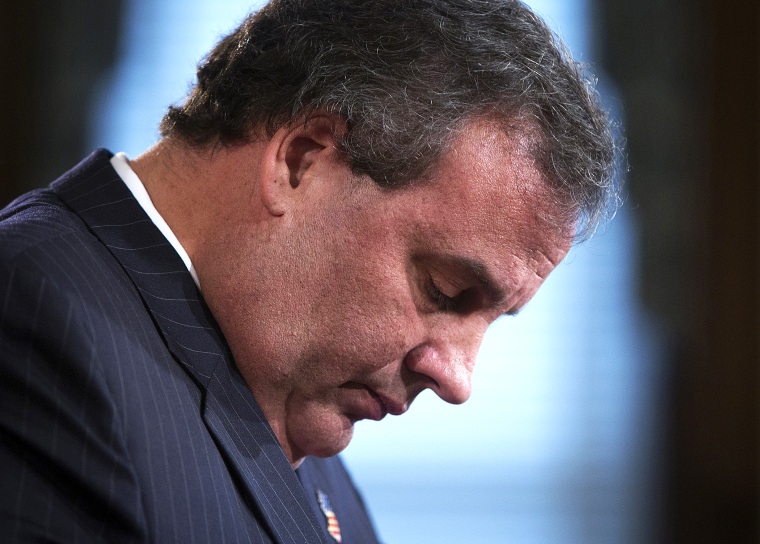 New Jersey Governor Chris Christie reacts during a news conference in Trenton, Jan. 9, 2014.