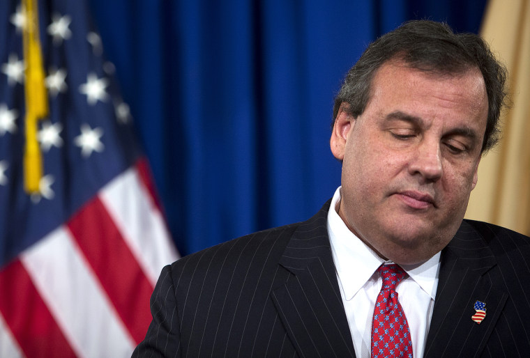 New Jersey Governor Chris Christie reacts during a news conference, Jan. 9, 2014 in Trenton, N.J.