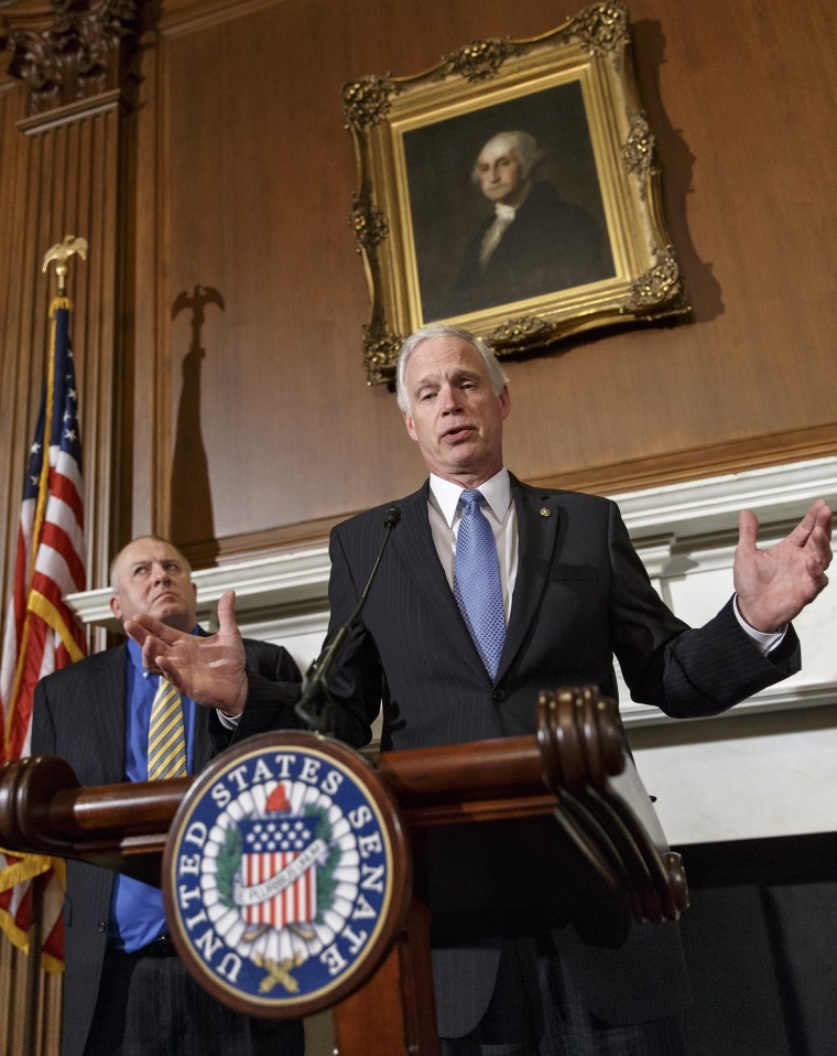 Sen. Ron Johnson, R-Wis.,during a news conference on Capitol Hill in Washington, Monday, January 6, 2014.