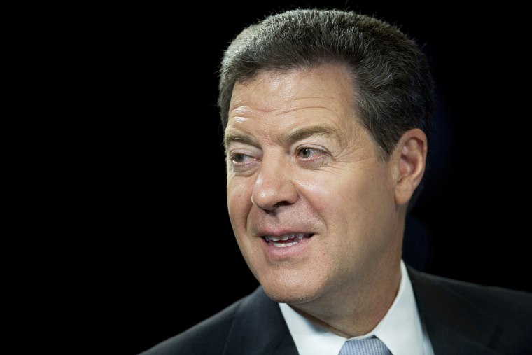 Sam Brownback, governor of Kansas, speaks during a Bloomberg Television interview, Aug. 28, 2012.