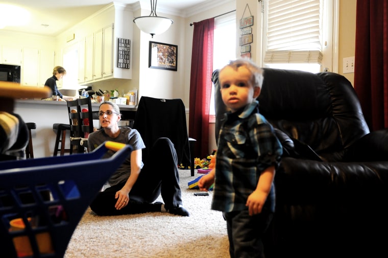 Katie Bradacs and her son Baylie at home in Lexington, South Carolina.