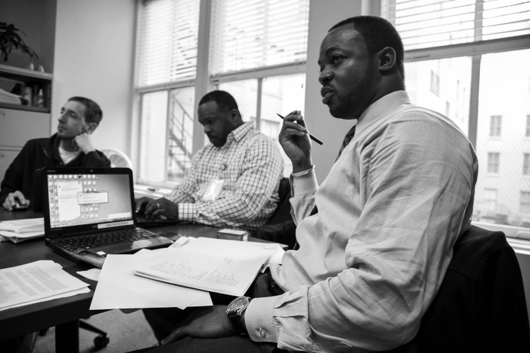 Grady’s outpatient Assertive Community Treatment (ACT) team at their morning meeting.