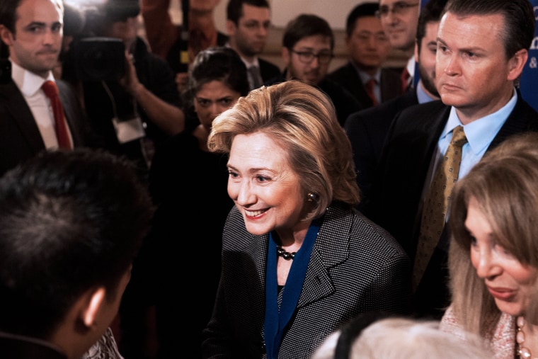 Hillary Clinton greets wellwishers after receiving the 2013 Lantos Human Rights Prize in Washington, Dec. 6, 2013.