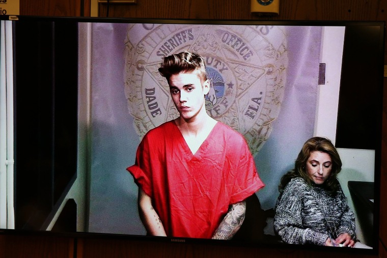 Justin Bieber appeared briefly in front of Judge Joseph Farina, via video, at Miami-Dade Circuit Court in Florida, Ja. 23, 2014.