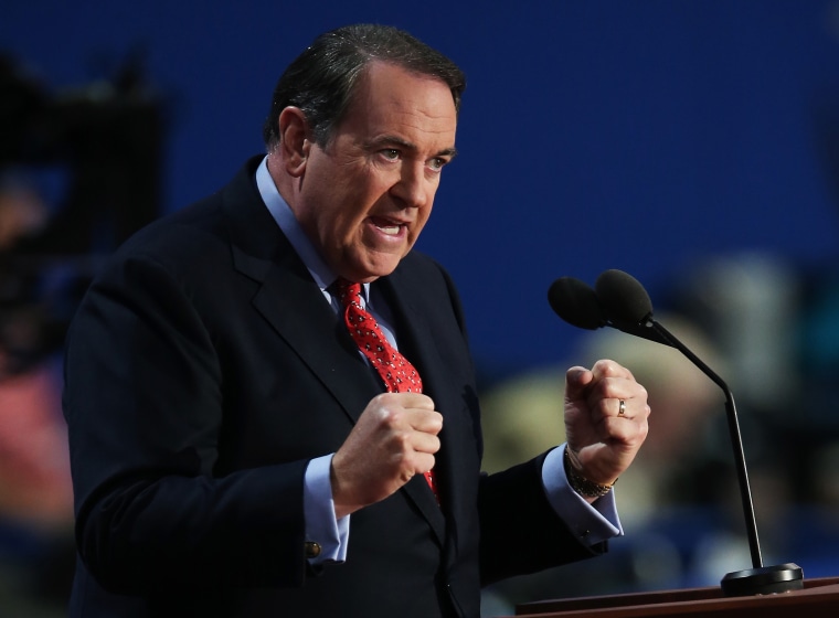 Former Arkansas Gov. Mike Huckabee speaks at the Tampa Bay Times Forum on August 29, 2012 in Tampa, Florida.