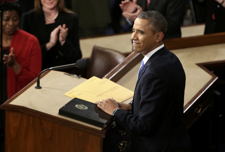U.S. President Barack Obama delivers his State of the Union speech on Capitol Hill in Washington Jan. 28, 2014.