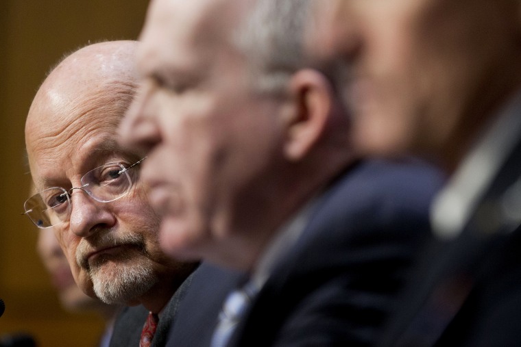 Director of National Intelligence James Clapper during a hearing in Washington, on Jan. 29, 2014.