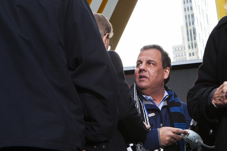 Chris Christie attends a ceremony for the NFL Super Bowl Host Committee, Feb. 1, 2014.