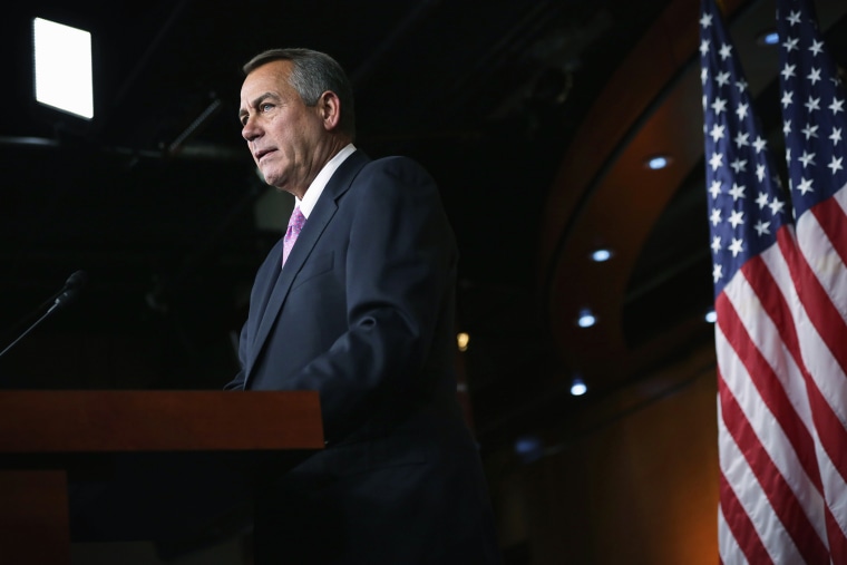 Speaker of the House Rep. John Boehner (R-OH) speaks during his weekly news conference, Feb. 6, 2014, on Capitol Hill in Washington, DC.