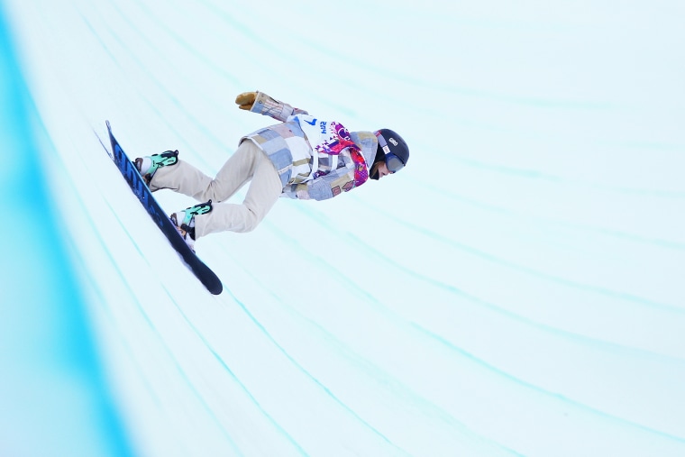 Kaitlyn Farrington of the United States competes in the Snowboard Women's Halfpipe Qualification Heats, Feb. 12, 2014.