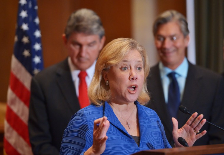 Senator Mary Landrieu, D-LA, speaks during a a press conference in the Dirksen Senate Office Building on February 4, 2014 in Washington, D.C.