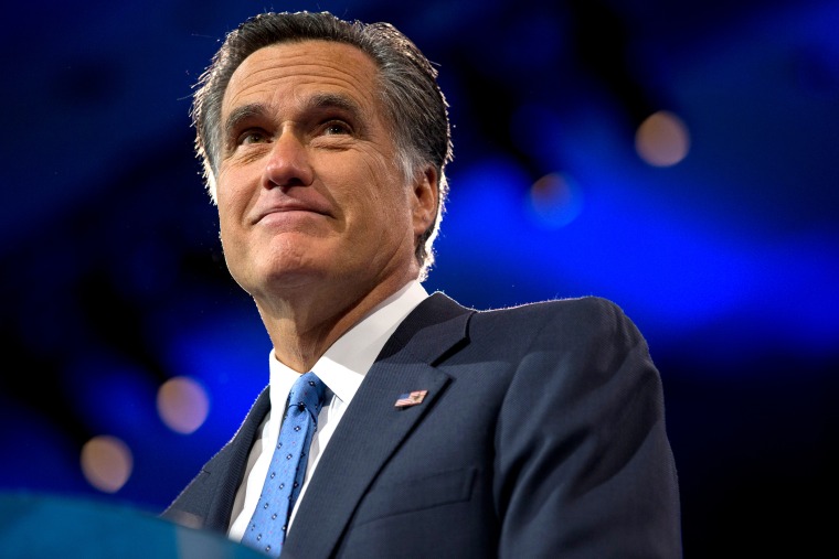 Mitt Romney pauses while speaking at the 40th annual Conservative Political Action Conference, March 15, 2013 in National Harbor, Md.