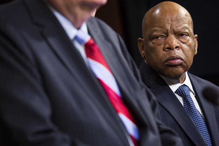 U.S. Rep. John Lewis (D-GA) looks on during a news conference on Capitol Hill, on Jan. 16, 2014 in Washington, DC.
