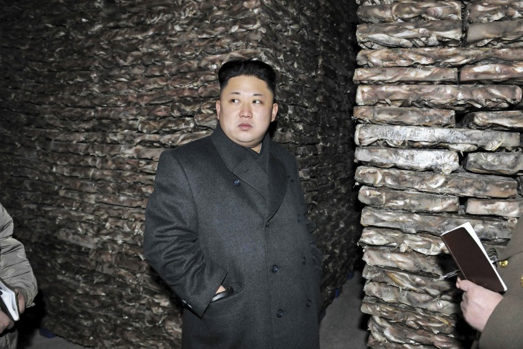 North Korean leader Kim Jong Un visits the Aquatic Products Refrigerating Facilities, in an undated photo release by North Korea's Korean Central News Agency.